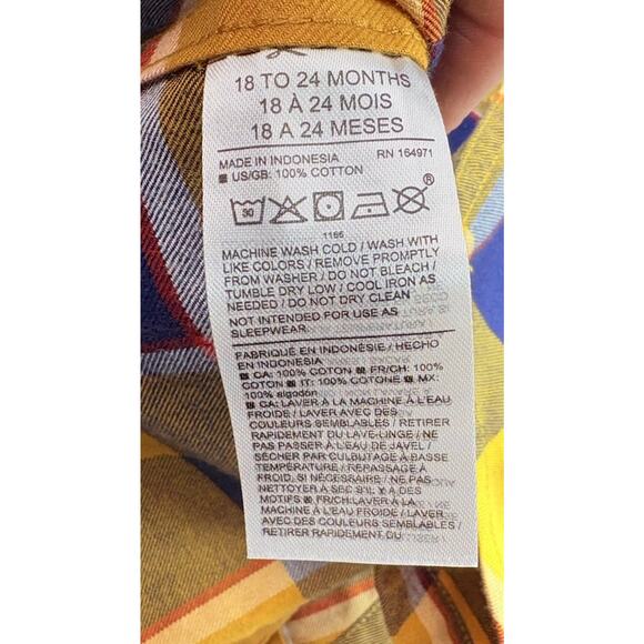 Janie and Jack Golden Glow Plaid Flannel Shirt Top Cotton Size 18-24 Months - Picture 4 of 4